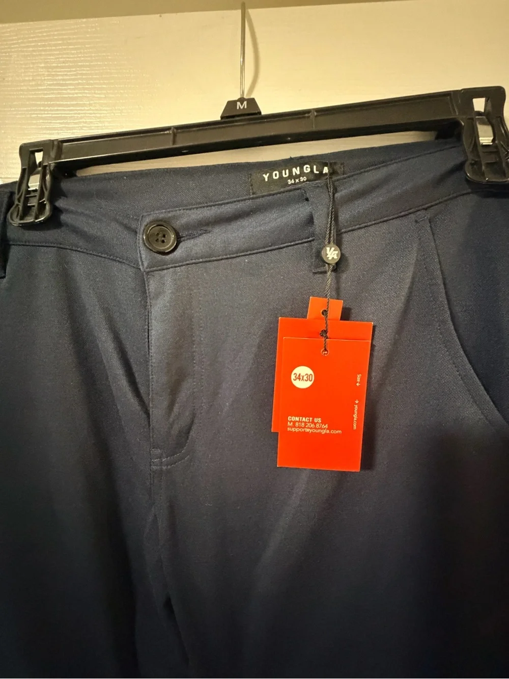 YoungLA Navy Flat-Front Stretch Shorts with Tag